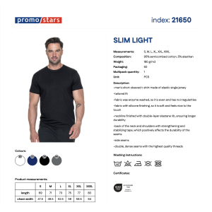 PROMOSTARS tiesaus modelio marškinėliai su elastanu 180 g/m²