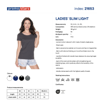 PROMOSTARS Liemenuoti moteriški marškinėliai su elastanu 180 G/M²