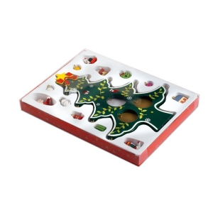 WOODTREE Medinės Kalėdų eglutės rinkinys su 12 dekoracijų