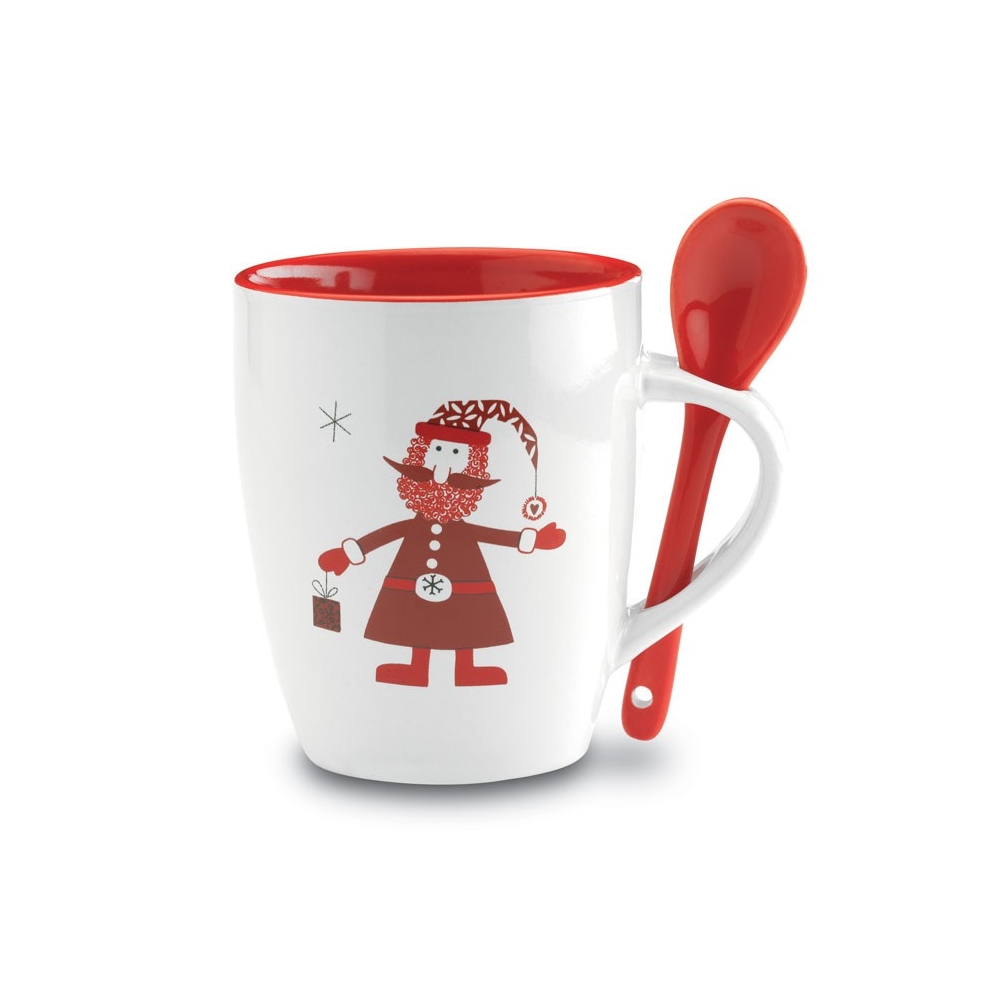 CLAUS Kalėdinis keraminis puodelis su šaukšteliu (250 ml.)