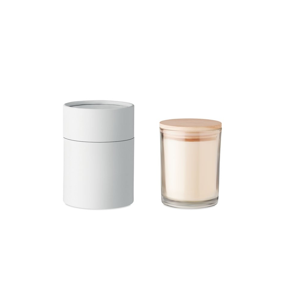 ANCIENT HIGH Vanilinė žvakė iš augalinio vaško stikliniame inde ir bambuko dangteliu