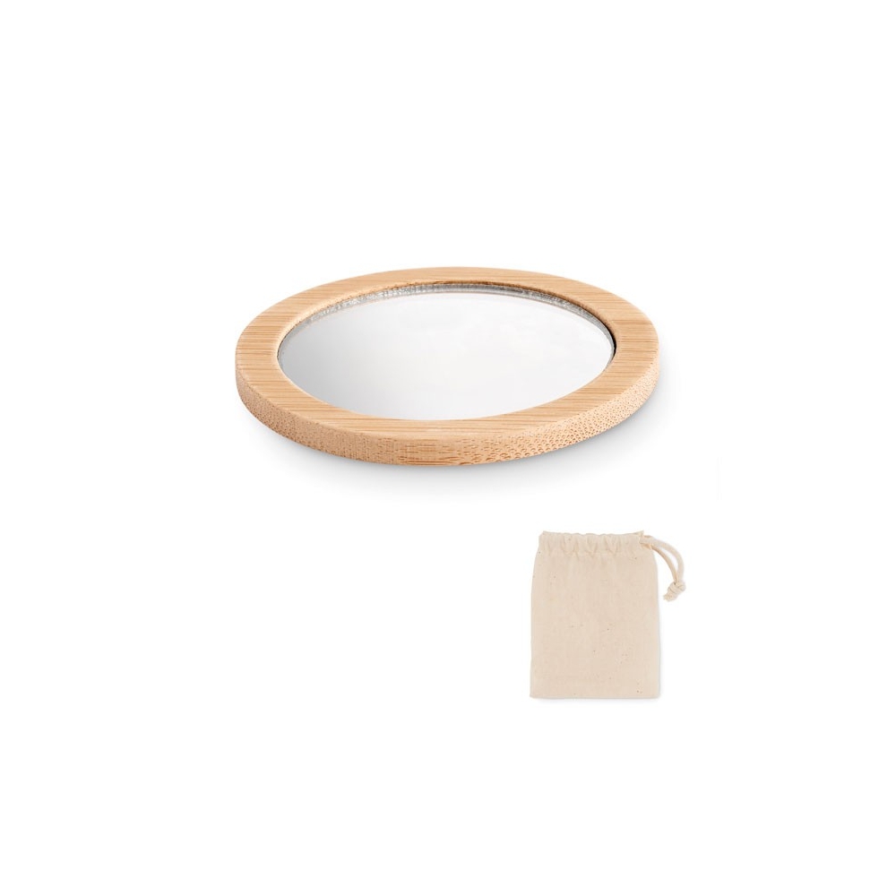 MALAY Apvalus bambukinis veidrodėlis su 3x priartinimo funkcija