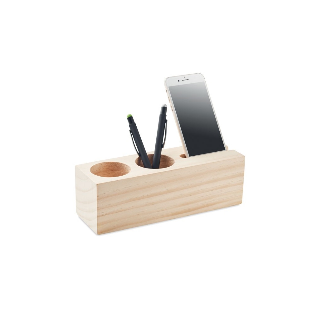 THILA Medinis stalinis laikiklis rašikliui ir telefonui