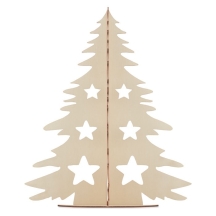TREE AND PAINT Medinė kalėdinė eglutės silueto dėlionė