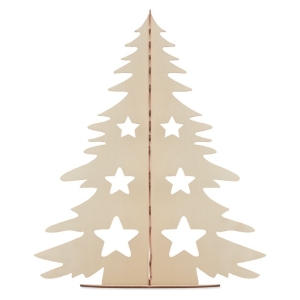 TREE AND PAINT Medinė kalėdinė eglutės silueto dėlionė