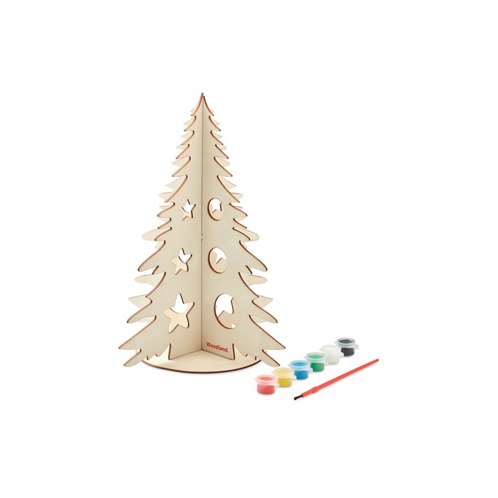 TREE AND PAINT Medinė kalėdinė eglutės silueto dėlionė