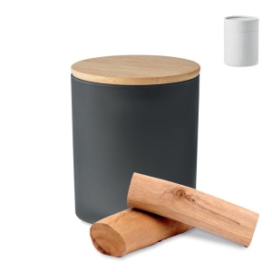 KEOPS MEDIUM Augalinė vaško žvakė su bambukiniu dangteliu