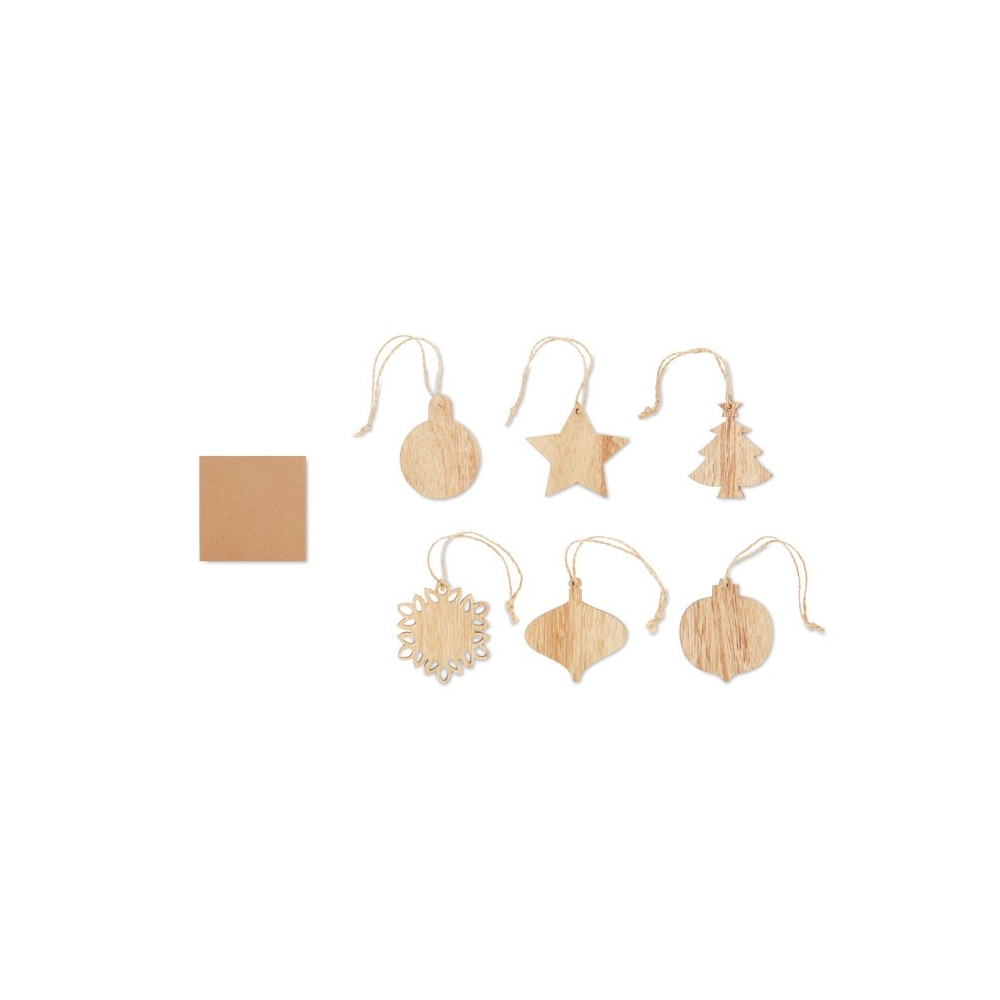 CHRISET Medinės kalėdinių dekoracijų rinkinys (6 dalių)