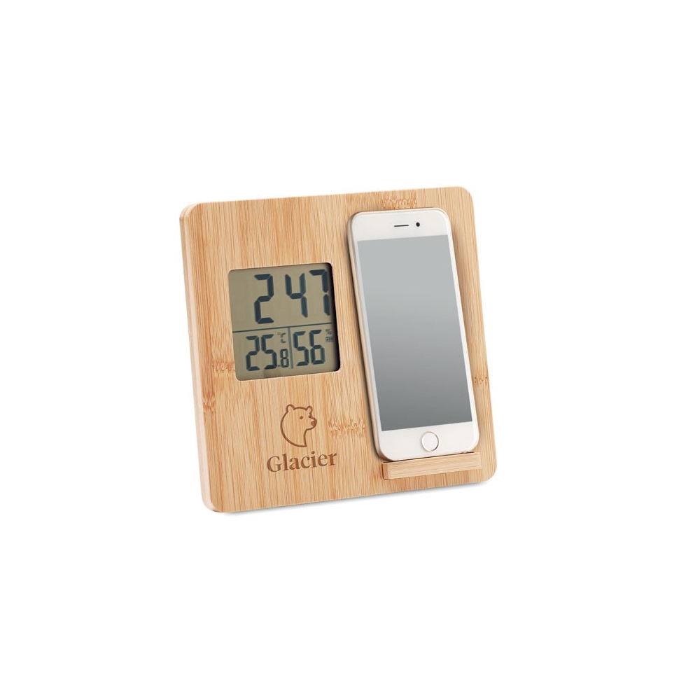 FERREL Bambukinis belaidis įkroviklis su laikrodžiu