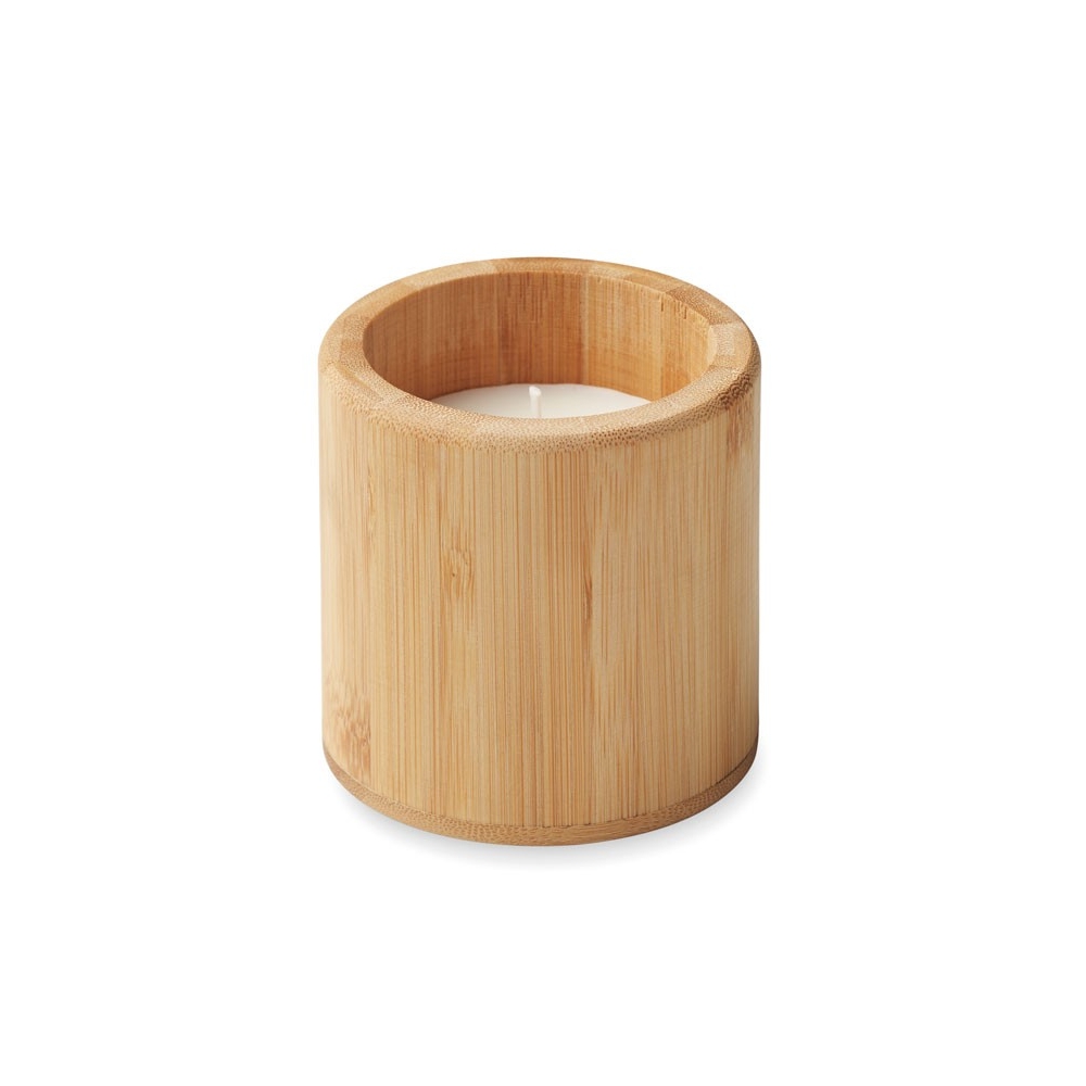 GIZA Vanilės kvapo augalinė vaško žvakė bambuko laikiklyje