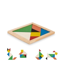 TANGRAM Spalvotas medinis tangramų galvosūkis (7 detalės)