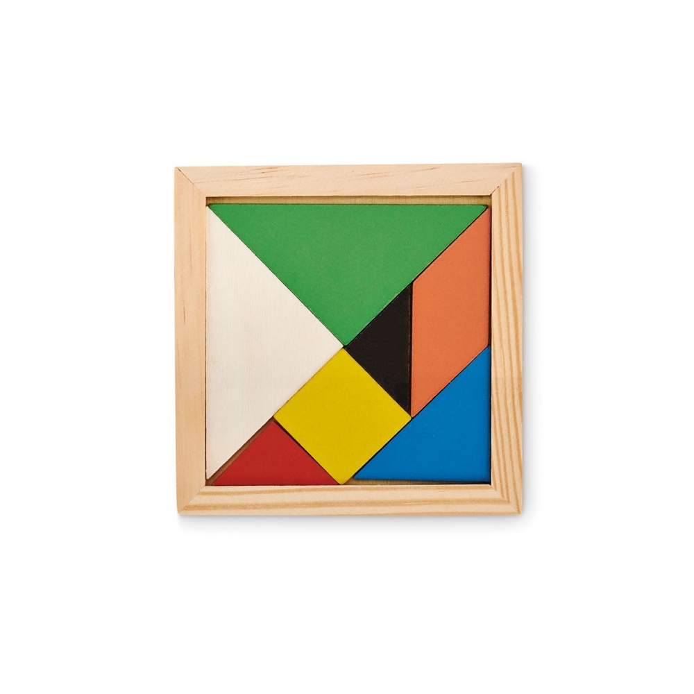 TANGRAM Spalvotas medinis tangramų galvosūkis (7 detalės)