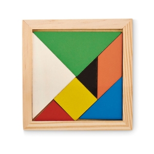 TANGRAM Spalvotas medinis tangramų galvosūkis (7 detalės)