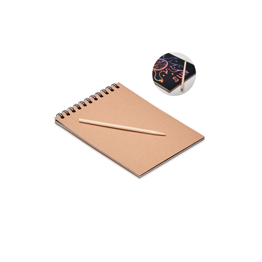 BLACK Užrašų knygelė su grandymo lapais ir mediniu rašikliu