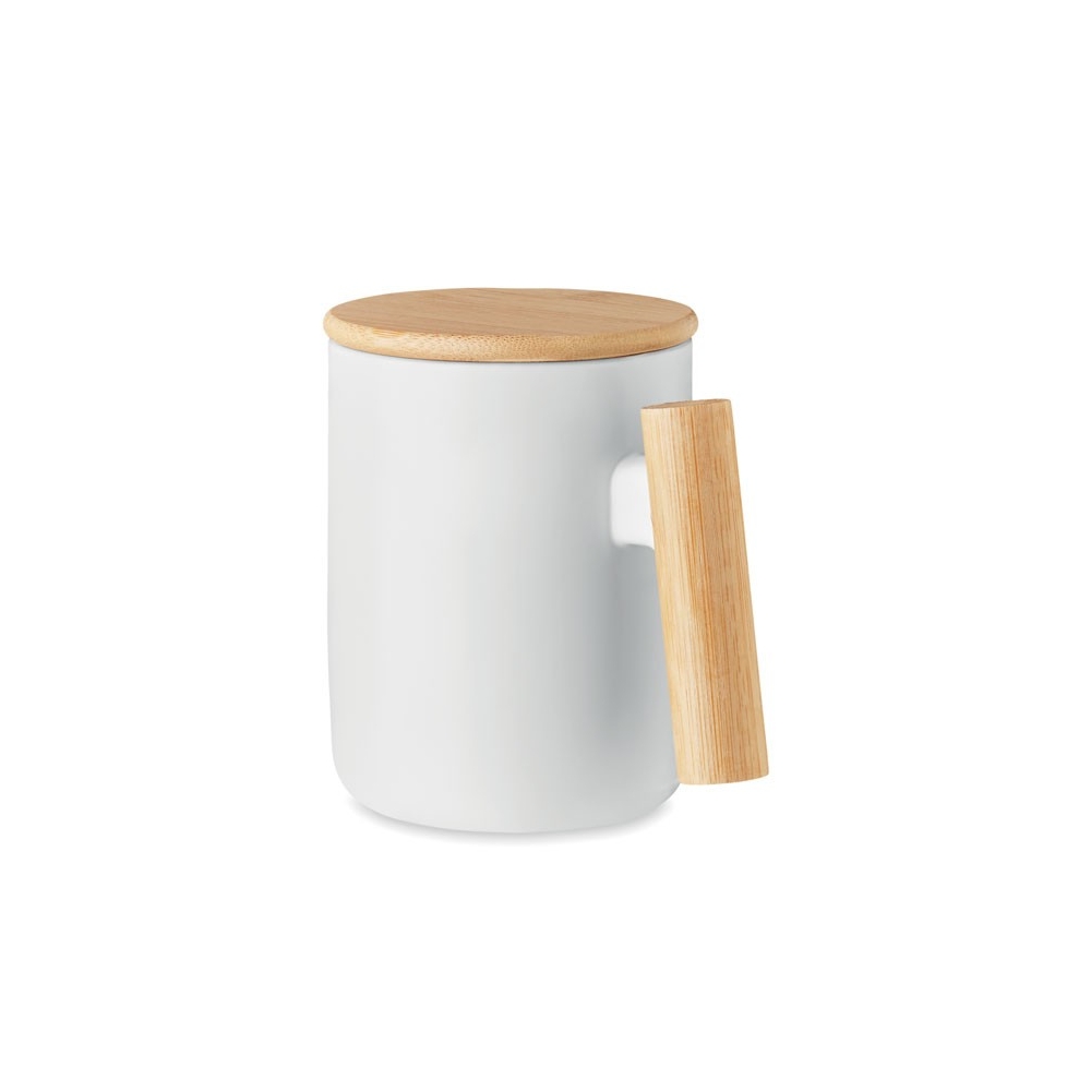 MAJEST Porcelianinis puodelis su bambukiniu dangteliu (380 ml)