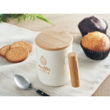 MAJEST Porcelianinis puodelis su bambukiniu dangteliu (380 ml)