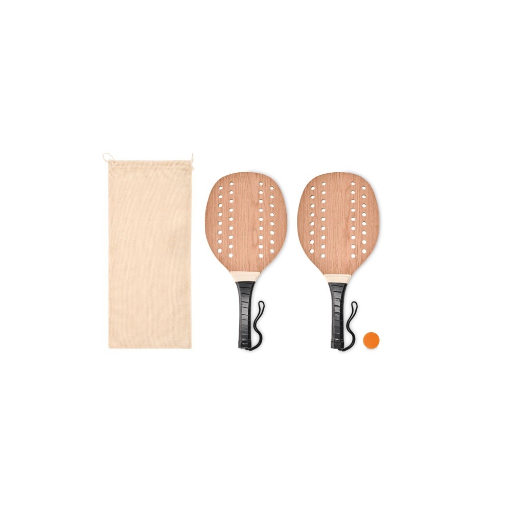 PALAS Paplūdimio teniso rinkinys su medinėmis raketėmis