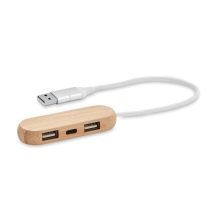 VINA C Bambukinis šakotuvas USB hub (3 jungtys)