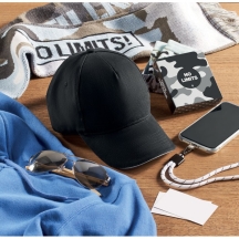 LONG BEACH SINGA Aukštos kokybės 5 panelių kepurėlė su metaline sagtimi (260 g/m²)