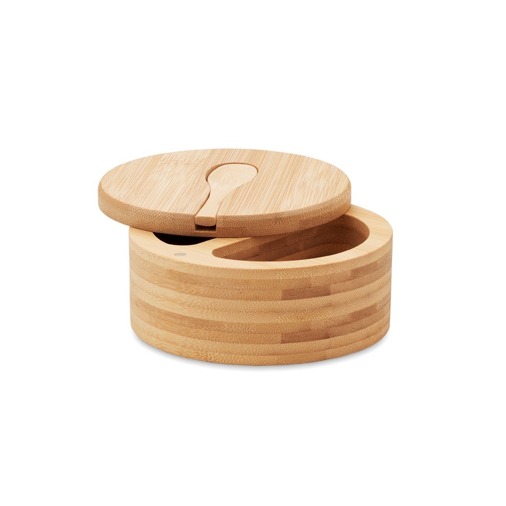 S&P Druskos ir pipirų dėžutė iš bambuko su šaukšteliu