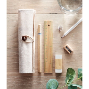 ECOSET Raštinės reikmenų rinkinys su džiuto maišeliu (6 dalių)