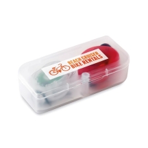 BYLUX 2 dalių dviračio ir lauko šviesų rinkinys (raudona ir balta)