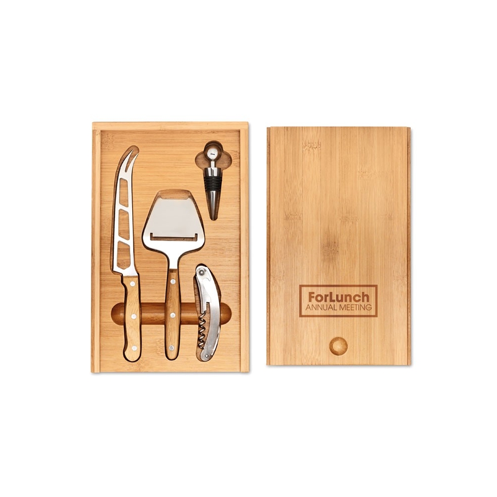 WINE&CHEESE Sūrio ir vyno rinkinys bambuko dėžutėje