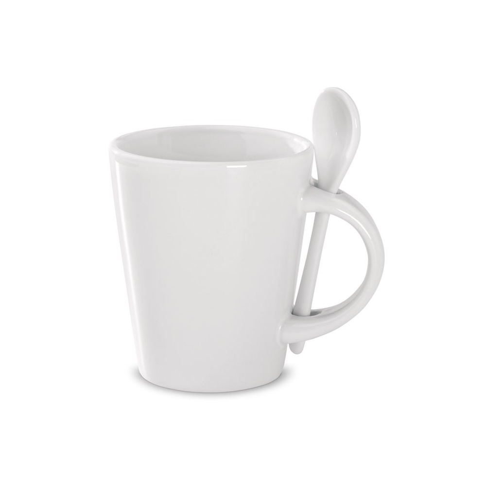 SUBLIMKONIK Sublimacinis keramikinis puodelis su šaukšteliu (300 ml)