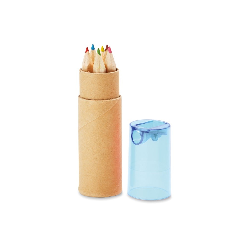 PETIT LAMBUT Spalvoti pieštukai perdirbto popieriaus tūbelėje su drožtuku (6vnt)