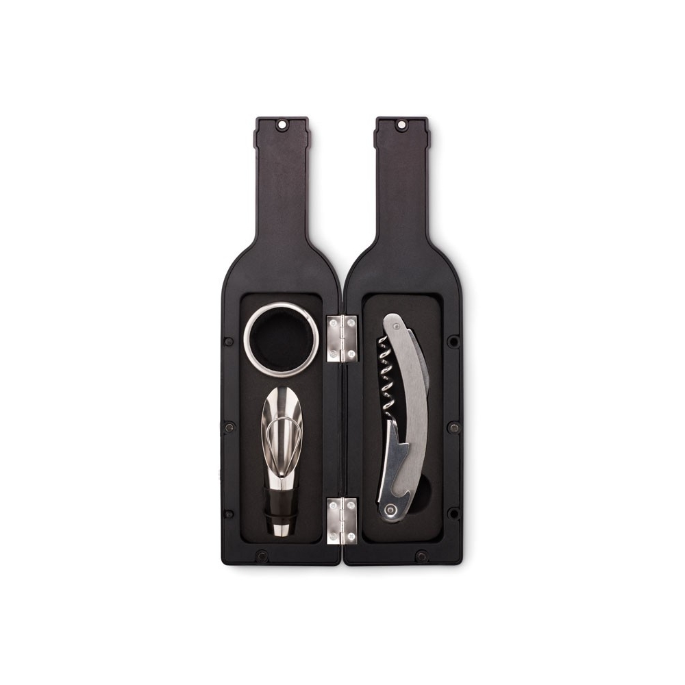 SETTIE Vyno aksesuarų rinkinys butelio formos dėžutėje