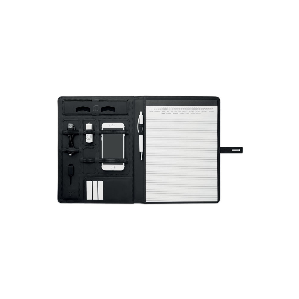 SMARTFOLDER Stilingas A4 konferencinis portfelio aplankas su belaidžiu įkrovimu