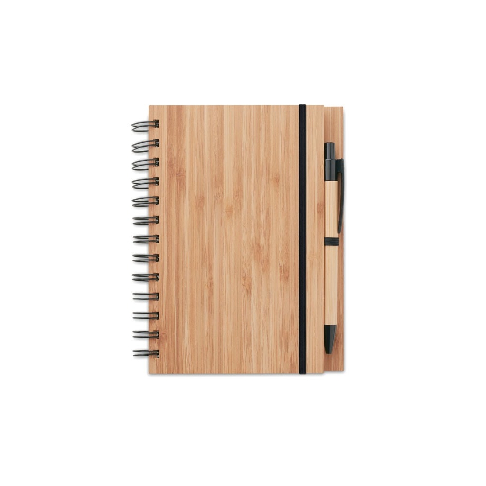 BAMBLOC Užrašų knygelė su bambukiniu viršeliu ir derančiu rašikliu