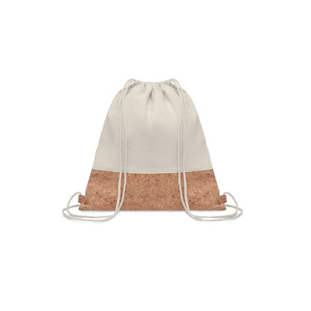 ILLA Medžiaginis užrišamas krepšys su kamštine detale 160 g/m²