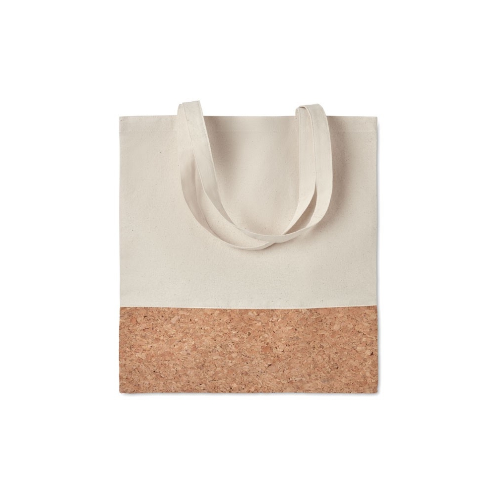 ILLA TOTE Medžiaginis krepšys su kamštine detale ir ilgomis rankenomis 160 g/m²