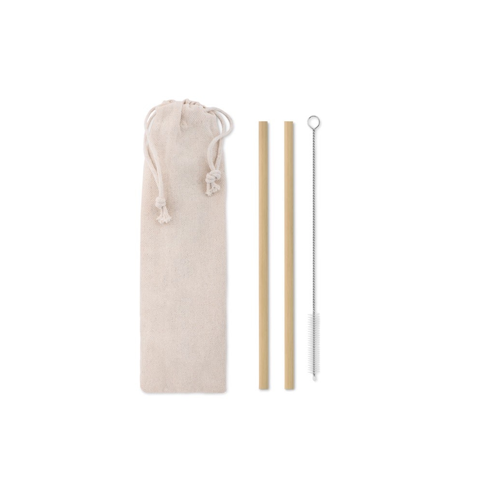 NATURAL STRAW Daugkartinių bambukinių šiaudelių rinkinys su šepetėliu