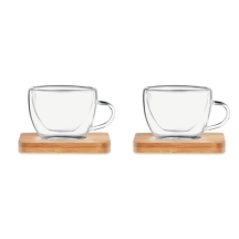 BELIZE Espresso stiklinių rinkinys su bambukiniu padėkliuku (2 vnt.)