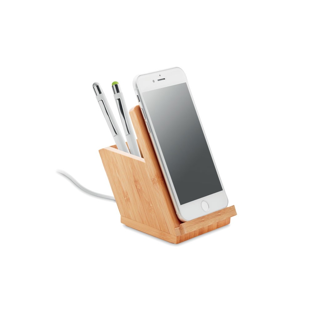 BAICOI Bambukinis daugiafunkcis stovas su belaidžiu įkrovikliu