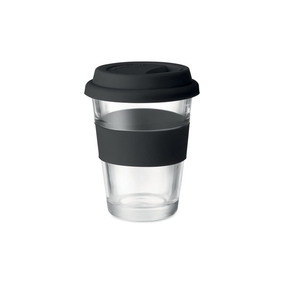 ASTOGLASS Stiklinis puodelis su silikoniniu dangteliu ir laikikliu 350 ml