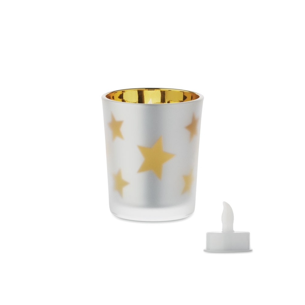 LANDLE LED arbatinė žvakė stiklainyje su baterija