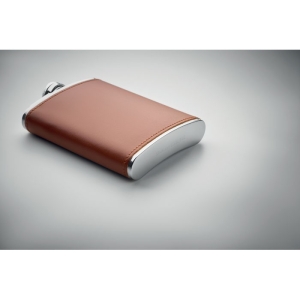 SLIMMY Nerūdijančio plieno kišeninė gertuvė su odos apdaila (200 ml)