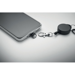 RETRO Ištraukiamas telefono / kortelės laikiklis su karabinu