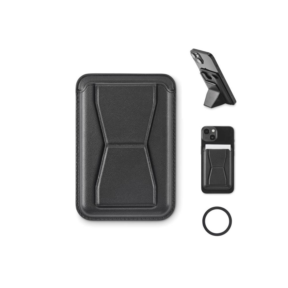 LEAMAG Odinis kortelių dėklas telefonui su stoveliu