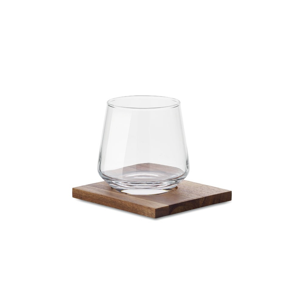 DRINKS Stiklinė gėrimams su medieniu padėkliuku, 200 ml