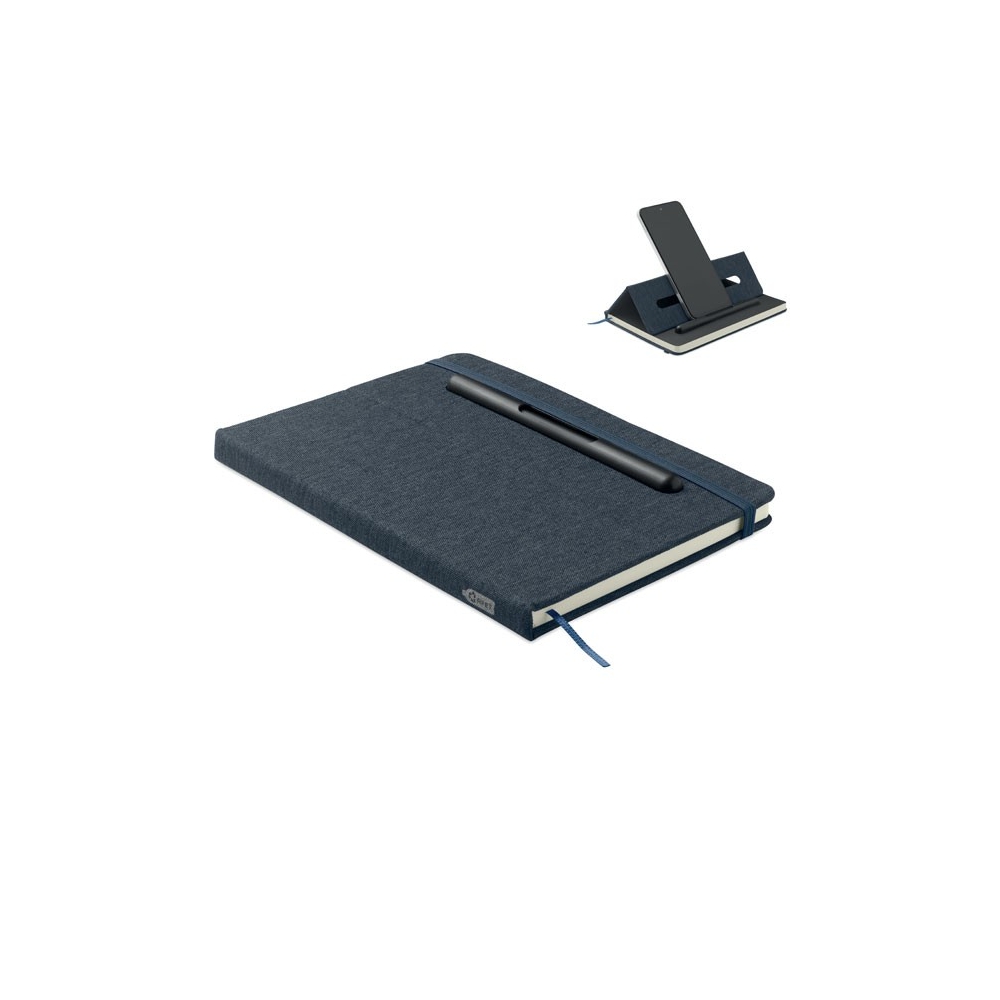 RINBOOK A5 užrašų knygutė su RPET kietu viršeliu ir telefono laikikliu