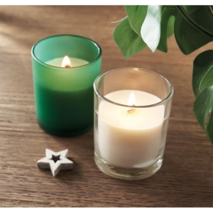 KIVAS WOOD Augalinės kilmės vaško žvakė su mediniu knatu (Vanilės kvapo)