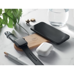 RECPAD Belaidis įkroviklis 3 in 1 su bambuku, 15W