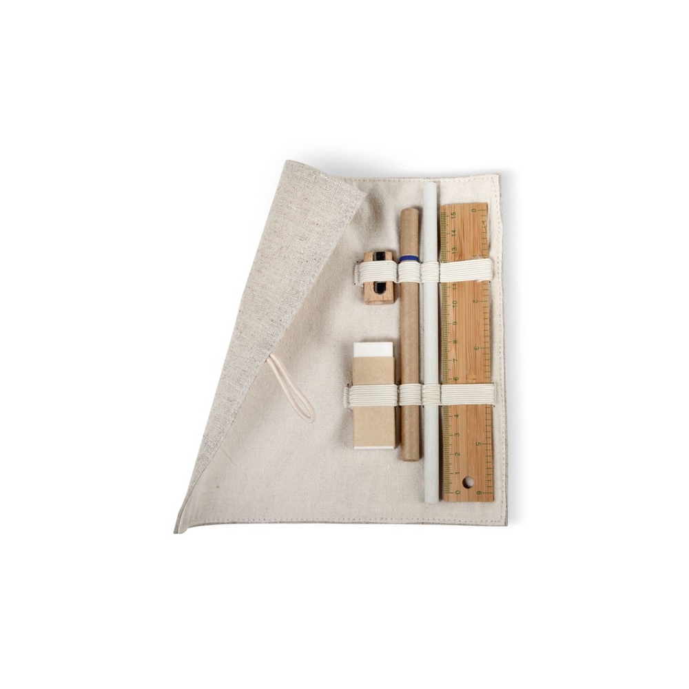 ECOSET Raštinės reikmenų rinkinys su džiuto maišeliu (6 dalių)