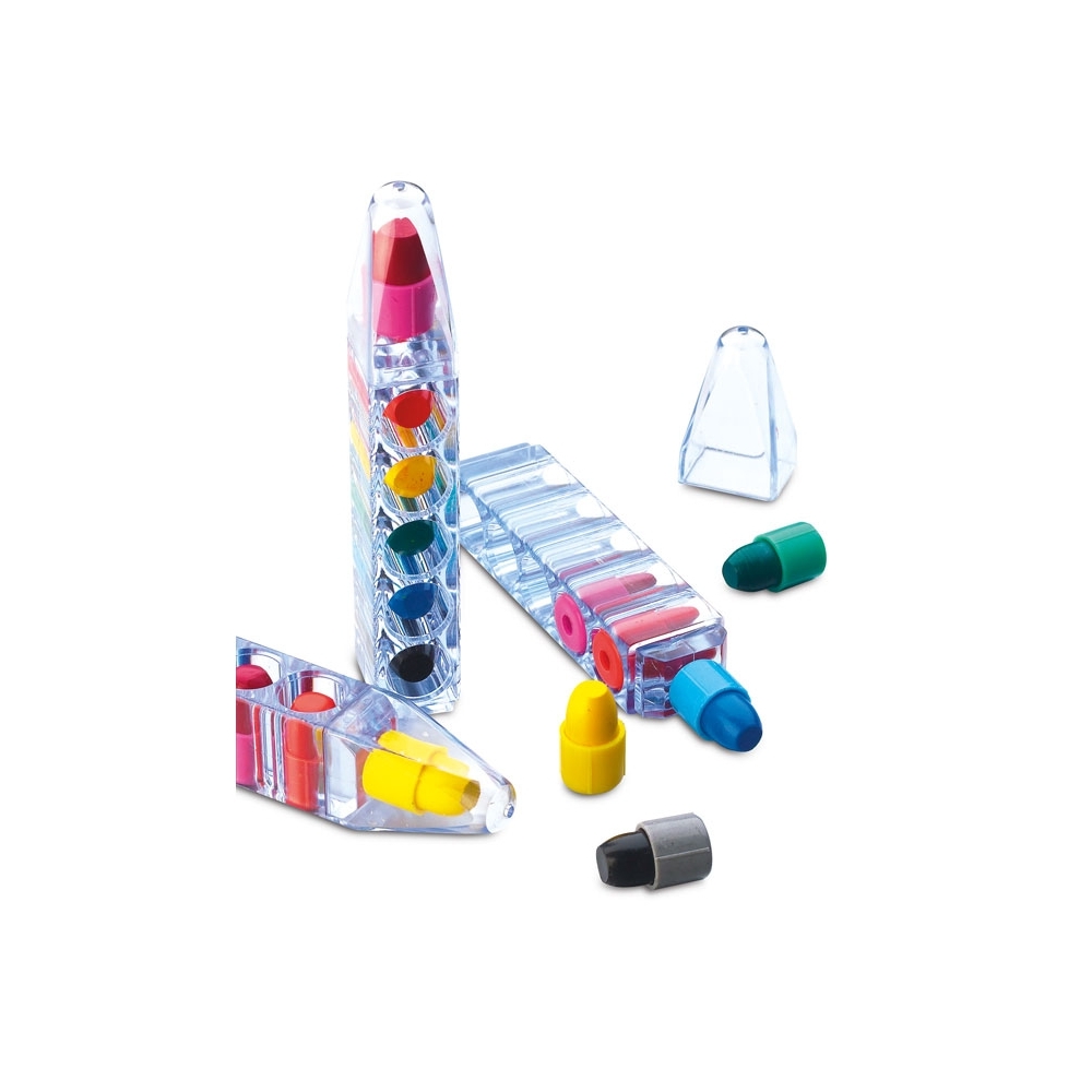 MAGIC Vaškinių kreidelių rinkinys skaidriame rašiklio formos dėkle