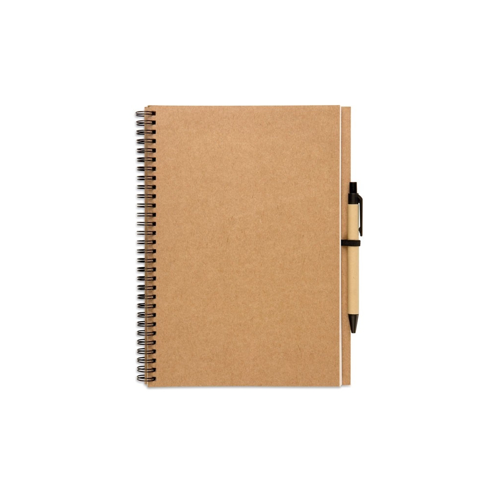 BLOQUERO PLUS Perdirbto popieriaus užrašų knygelė su rašikliu