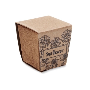 SUNFLOWER KIT Durpių vazonėlis su saulėgrąžų sėklomis